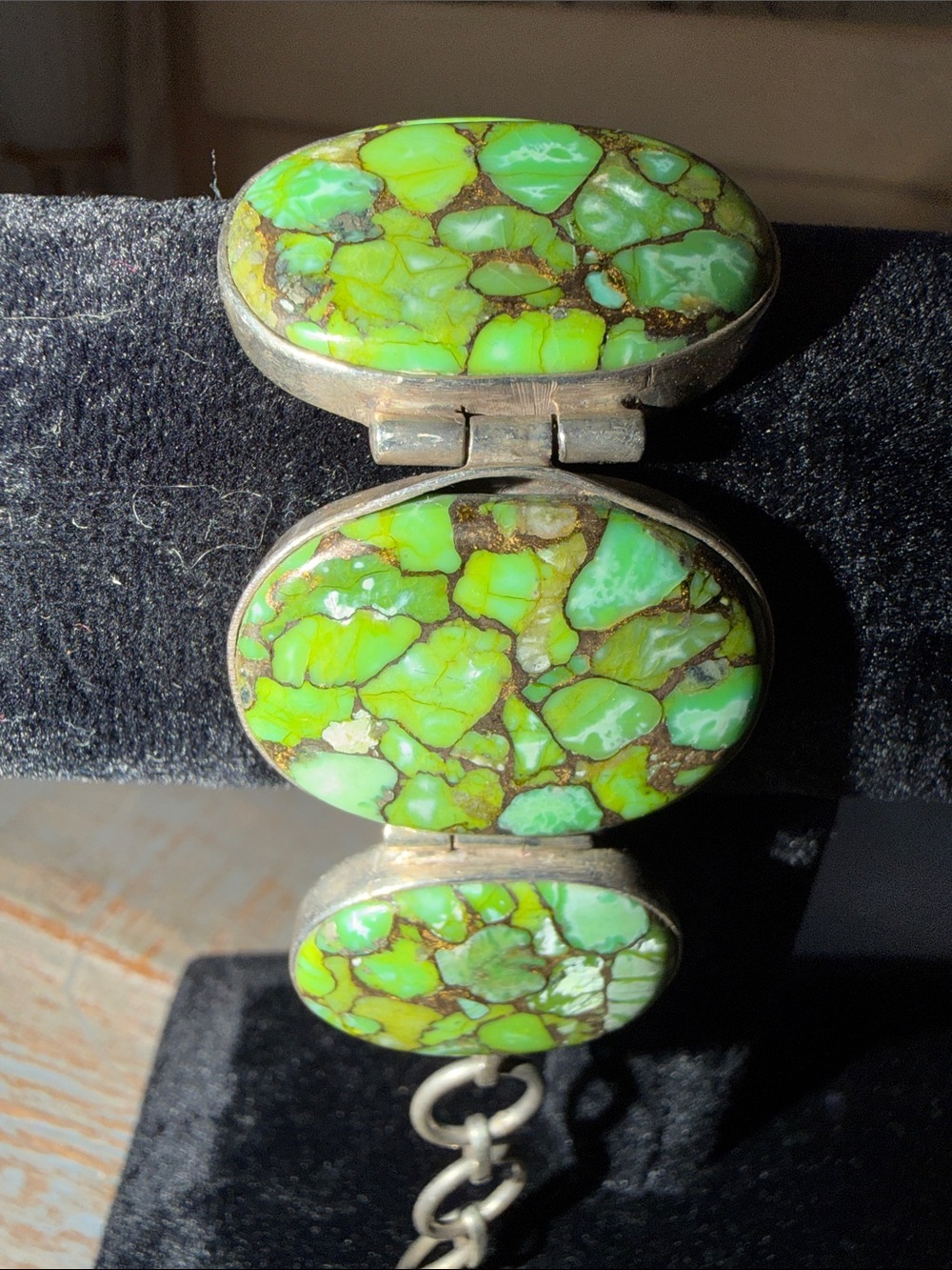 Green Mosaic Stone Link Bracelet - Unbranded